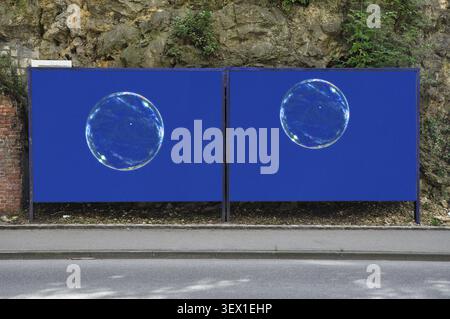 Soap bubbles on a billboard Stock Photo
