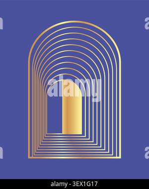 Boho frame arch vector illustration. Modern minimalistic retro aesthetic linear arc. Logo bohemian design Stock Vector