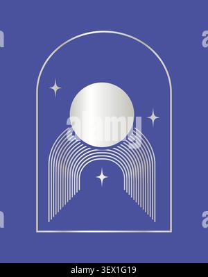 Abstract Sun Logo. Vintage Sun Icon with Rays gradient on blue background. Usable for Business Stock Vector