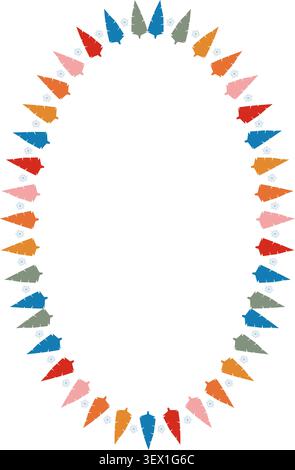 Colorful bright pine tree frame. Festive greeting template with Christmas tree elements Stock Vector