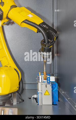 Automatic Welding Robotic Arm Metal Beam Workshop Stock Photo
