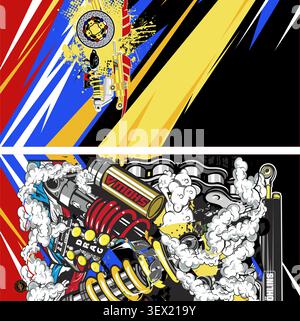 Racing Mechanic Motorcycle Decal Wrap Design Vector Stock Vector