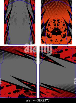 Aggressive Red and Black Esports Jersey Pattern Background Stock Vector