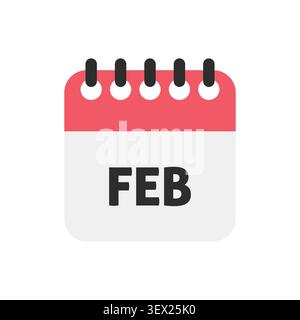 February Month Red Calendar Flat Icon Vector Stock Vector