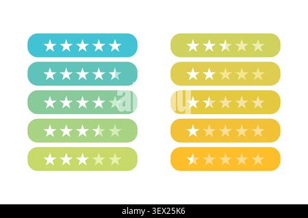 Green and Yellow 5 Star Rating UI Elements Vector Stock Vector