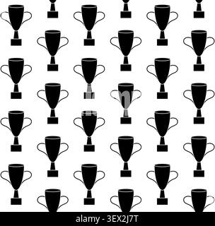 Vector seamless pattern of flat colored winner cup Stock Vector
