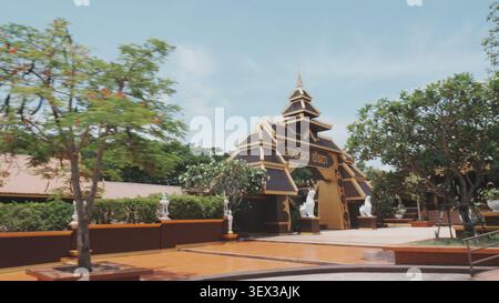 Wide Courtyard View Traditional Northern Thai Wooden Pavilion Bright Clear Blue Sky Stock Photo