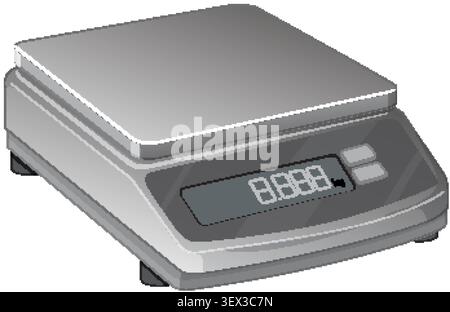 Professional grey digital scale vector illustration with LCD display isolated on white background Stock Vector