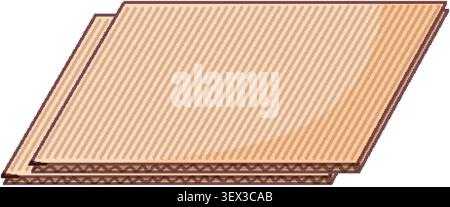 Two corrugated cardboard sheets with diagonal lines, flat vector style, soft brown color palette Stock Vector