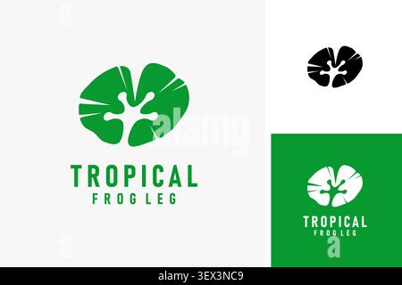 Lotus leaf and frog leg for tropical logo symbol icon design Stock Vector