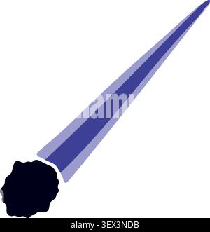 Flat illustration of a purple comet with a dark rocky head and long sharp pointed motion trail Stock Vector