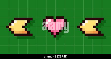 Back to School pixel art heart and arrow. Stock Vector
