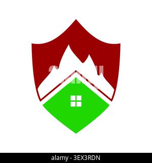 Clean fire house protection symbol featuring a bold shield and home concept for safety, emergency, prevention, rescue, security, warning, protection b Stock Vector