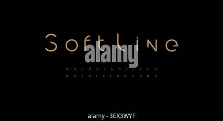 Soft monoline font alphabet with rounded minimal character for boutique branding, beauty logo design, elegant labels and simple editorial styling Stock Vector