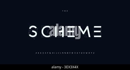 Architect Font Logo Alphabet Blueprint Letter Set Modern Typography, Creative Typographic Design for Architectural Title Text, Technical Project Stock Vector