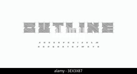 Architect Font Logo Alphabet Blueprint Letter Set Modern Typography, Creative Typographic Design for Architectural Title Text, Technical Project Stock Vector