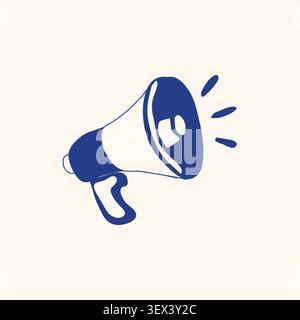 Hand drawn vector illustration of megaphone icon for marketing announcement, business promotion, advertising campaign, public notice and brand message. Stock Vector