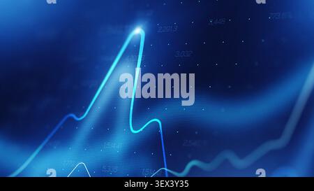Stock exchange trading chart shows fluctuations in market data over time Stock Photo
