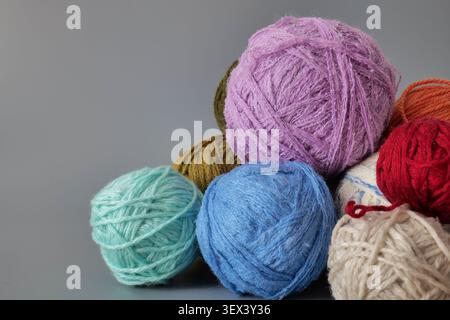 Colorful balls of yarn for knitting craft and hobby Stock Photo