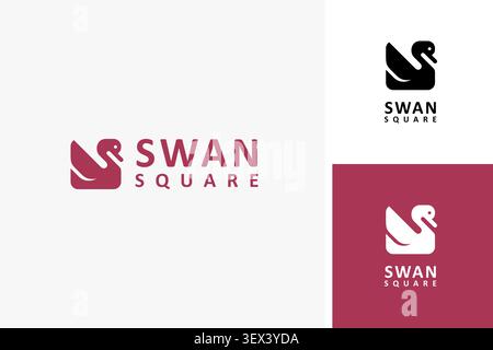 Square swan logo symbol icon design Stock Vector