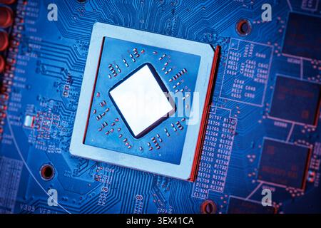 Ai Chip, NPU Chip, GPU Graphic board, Computer board, Microprocessor, CPU Processor, Tech background Stock Photo