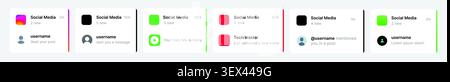Instagram, TikTok, X, Twitter, YouTube, WhatsApp and Spotify profile header UI templates for social media apps and mobile interface design vector Stock Vector