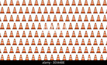 Seamless traffic cone pattern with repeating road safety cones for construction, transportation, warning signs and industrial surface design vector Stock Vector
