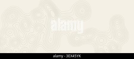 Topography Map Wave Line Territory Relief Pattern, Topology Contour Background, Linear Landscape Texture. Surveyor Geographic Mapping Park, Earth Stock Vector