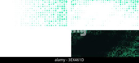 Casino poker suits pattern with neon green spades, hearts, clubs, diamonds on dark background for online gambling. Playing card games backdrop for Stock Vector