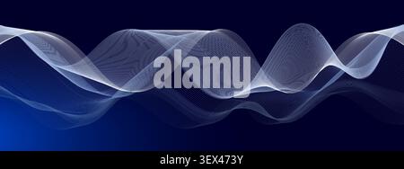 Data Stream Abstract Digital Wave Background. AI Datum Wavy Flow for Science Research and Tech, Innovation Biotech, Artificial Intelligence Stock Vector