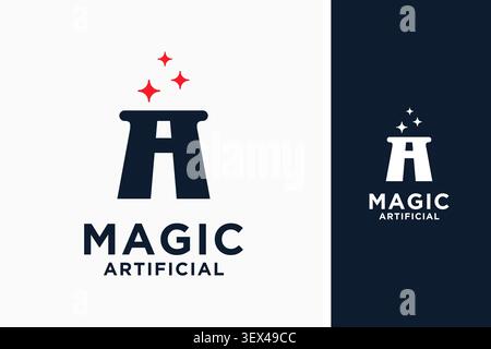 Letter AI in the magic hat logo symbol icon design Stock Vector