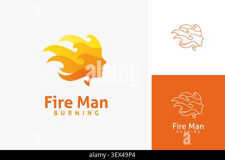 Fire man logo symbol icon design Stock Vector