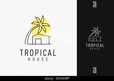 Simple tropical house logo symbol icon design Stock Vector