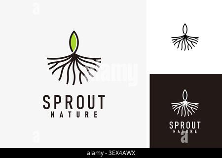 Sprout growing logo symbol icon design Stock Vector