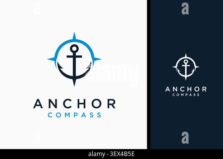 Compass anchor logo symbol icon design Stock Vector