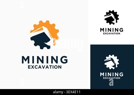 Excavator mining logo symbol icon design Stock Vector