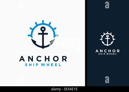 Ship steering anchor logo symbol icon design Stock Vector
