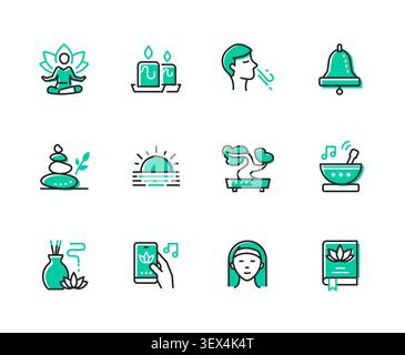 Recreation And Meditation Icons Set Stock Vector