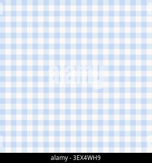 Gingham blue seamless pattern. Soft color tartan plaid wallpaper. Retro tablecloth texture. Stock Vector
