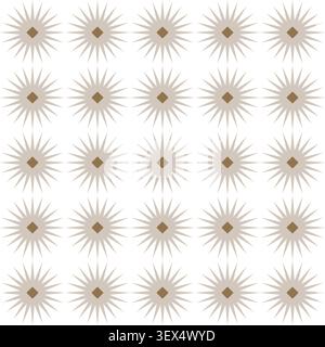 Midcentury stars festive seamless pattern. Retro neutral gold beige colors thin stardust shapes wallpaper, gift wrap texture Stock Vector