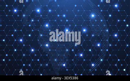Abstract digital blockchain cube blocks concept. 3D big data cubes quantum computer technology idea. Artificial intelligence data core cubes design Stock Vector