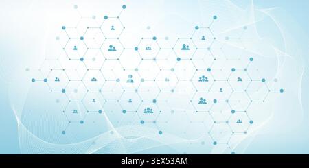 Social network communication concept. Global network connection abstract background. Horizontal header web banner. Internet technology. Business Stock Vector