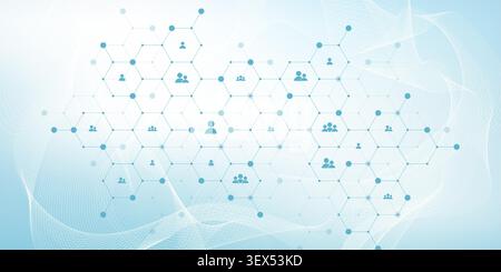 Social network communication concept. Global network connection abstract background. Horizontal header web banner. Internet technology. Business Stock Vector