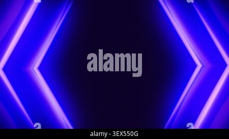 Futuristic abstract background with glowing blue and purple light lines forming a vibrant geometric pattern against a dark backdrop Stock Photo