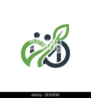 Modern green leaf logo featuring abstract corporate business human figures. Stock Vector