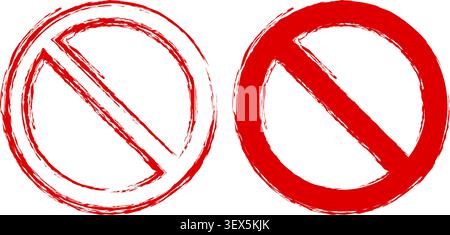 Grunge prohibition sign symbols with distressed circle frames vector set Stock Vector