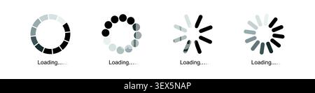 set of loading icons. load. load bar icons Stock Vector
