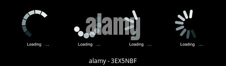 set of loading icons. load. load bar icons Stock Vector