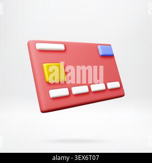 3d red credit card icon. Stock Vector