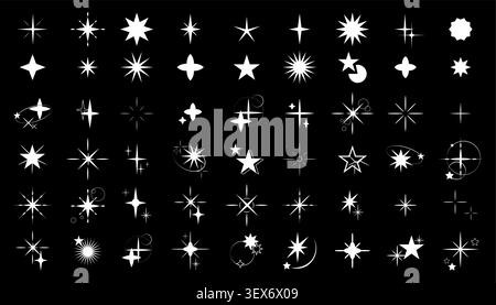 Collection of vector retro stars. Abstract geometric symbols for design or posters. y2k futuristic graphic design. Abstract for banners Logos flyers Stock Vector